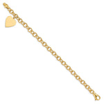 14K Engravable Solid Dangle Heart Charm and Solid Polished Link view