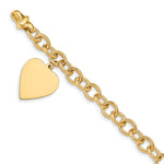14K Engravable Solid Dangle Heart Charm and Solid Polished Link view