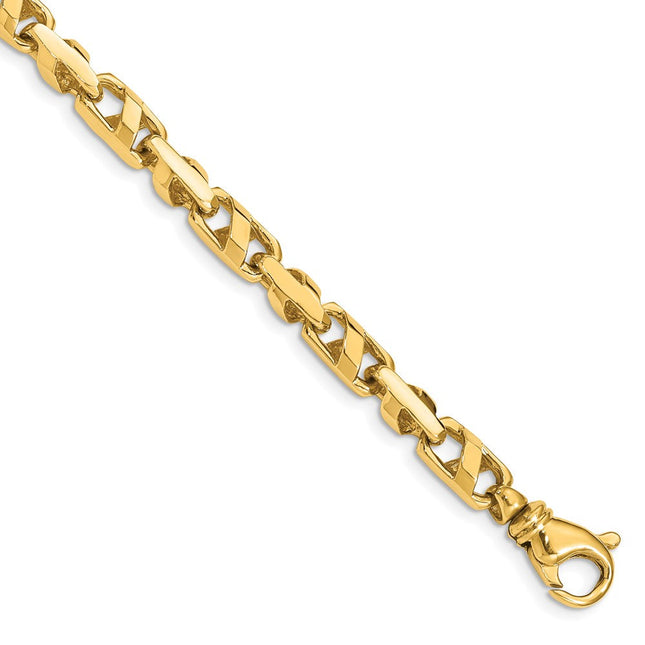 14K Two-tone Hand Polished Fancy Link with Fancy Lobster Clasp Chain (per inch), 1 x 5.8mm (K210)