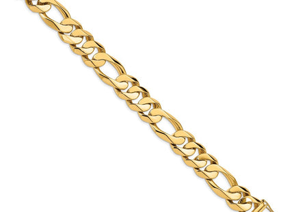 14K 8. Heavy Hand Polished Figaro Link with Box Catch Necklace