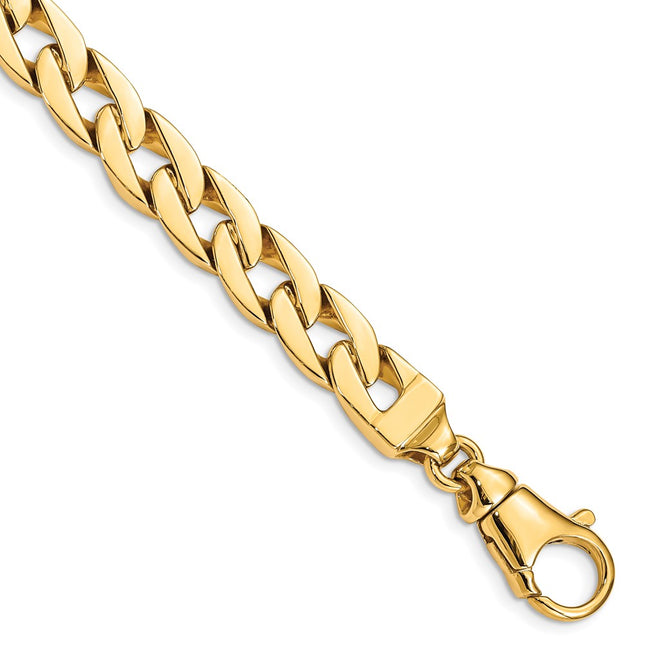 14K Hand Polished Fancy Link with Fancy Lobster Clasp Chain (per inch), 1 x 9mm
