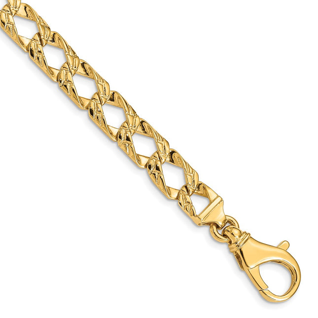 14K Hand Polished Fancy Link with Fancy Lobster Clasp Chain (per inch), 1 x 8.6mm