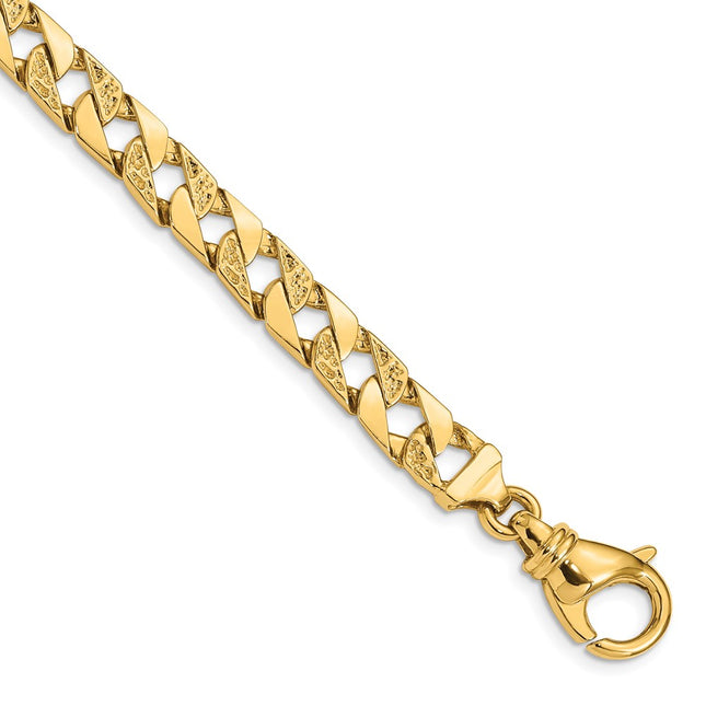 14K Hand Polished Fancy Link with Fancy Lobster Clasp Chain (per inch), 1 x 7.5mm