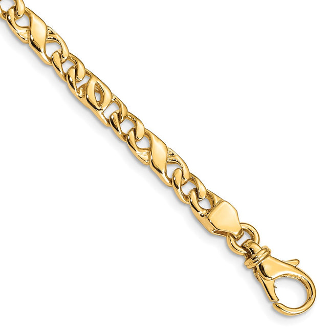 14K Hand Polished Fancy Link with Fancy Lobster Clasp Chain (per inch), 1 x 4.8mm (K396)