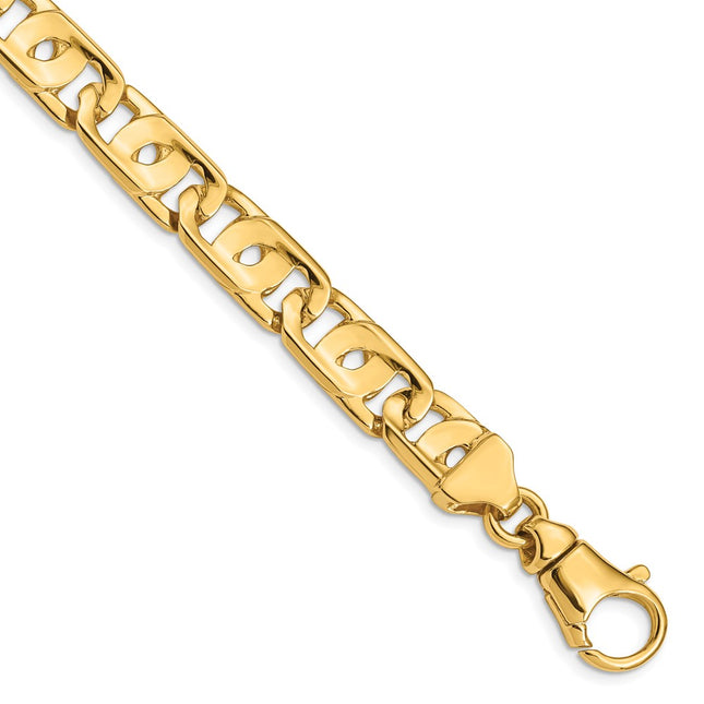 14K Hand Polished Fancy Link with Fancy Lobster Clasp Chain (per inch), 1 x 10mm (K410)