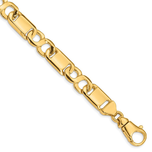 14K Hand Polished Fancy Link with Fancy Lobster Clasp Chain (per inch), 1 x 10.4mm