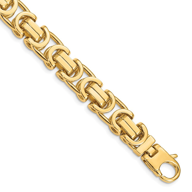 14K Hand Polished Byzantine Link with Lobster Clasp Chain (per inch), 1 x 10.1mm
