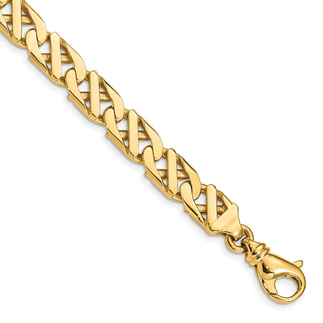 14K Hand Polished Fancy Link with Fancy Lobster Clasp Chain (per inch), 1 x 7.9mm