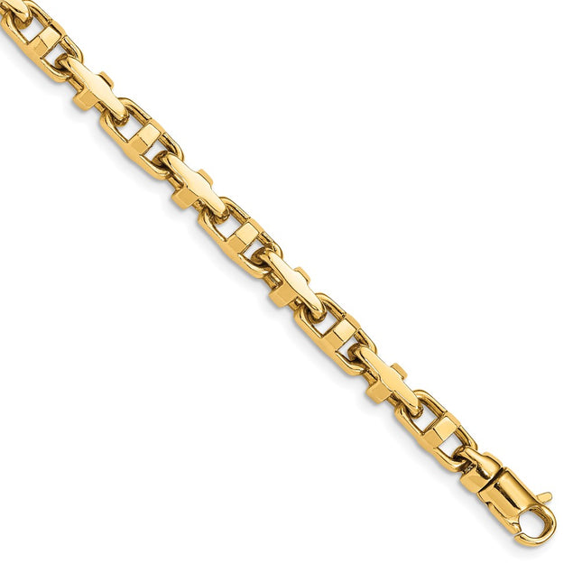 14K Hand Polished Fancy Link with Lobster Clasp Chain, 18 x 5mm