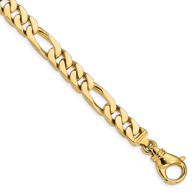 14K Hand Polished Fancy Link with Fancy Lobster Clasp Chain (per inch), 1 x 7.7mm