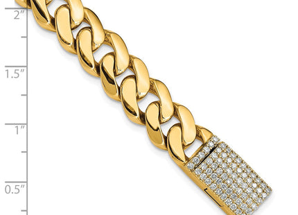14k Hand-polished Fancy Curb Link Diamond Clasp Bracelet with Carat Weight Variations (Style LK469DIA-8.5)