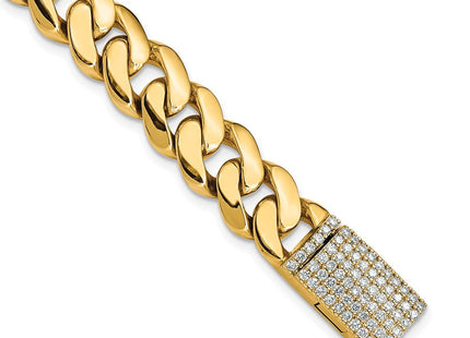 14k Hand-polished Fancy Curb Link Diamond Clasp Bracelet with Carat Weight Variations (Style LK469DIA-8.5)