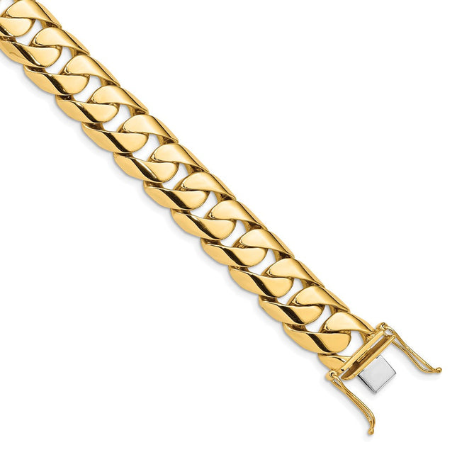 14K Hand Polished Rounded Curb Link with Box Catch Clasp Chain (per inch), 1 x 15.4mm