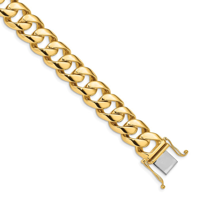 14K Hand Polished Fancy Link with Box Catch Clasp Bracelet, 24 x 16.15mm
