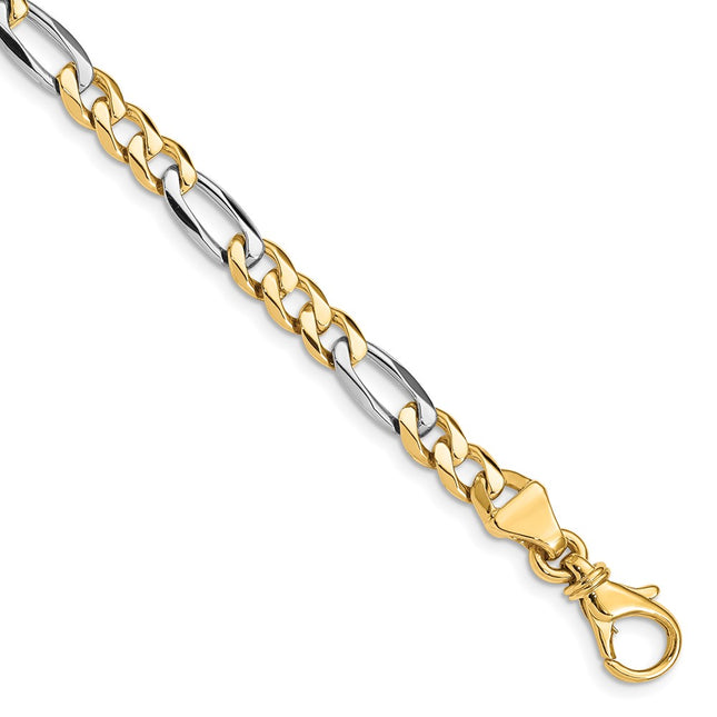 14K Two-tone Hand Polished Fancy Link with Fancy Lobster Clasp Chain, 18 x 5.8mm