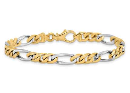 14K Two-tone Hand Polished Fancy Link with Fancy Lobster Clasp Necklace