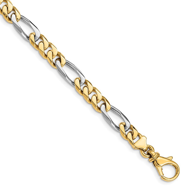 14K Two-tone Hand Polished Fancy Link with Fancy Lobster Clasp Chain, 18 x 6.1mm