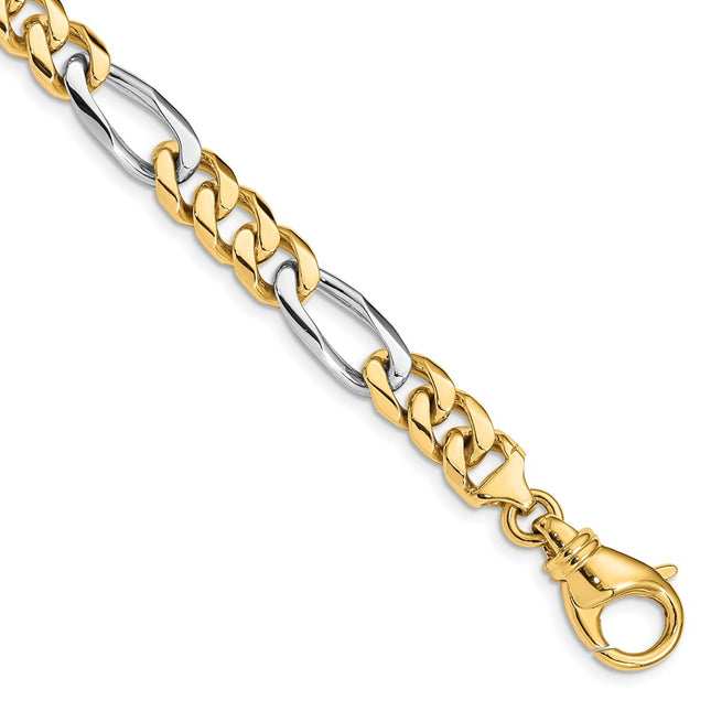 14K Two-tone Hand Polished Fancy Link with Fancy Lobster Clasp Chain, 20 x 7.85mm