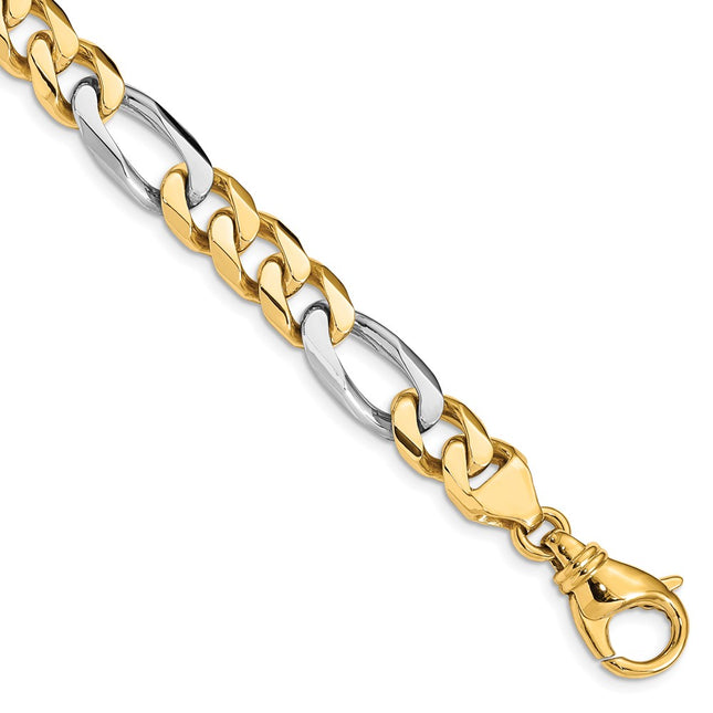 14K Two-tone Hand Polished Fancy Link with Fancy Lobster Clasp Chain, 20 x 8.5mm