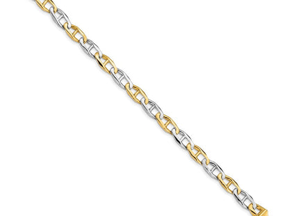 14K Two-tone 7. Hand Polished Fancy Link with Fancy Lobster Clasp Bracelet (Style LK504-7.25)