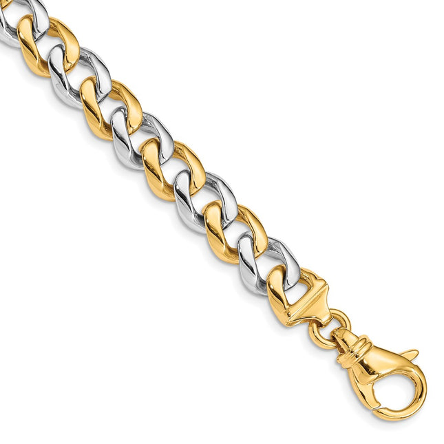 14K Two-tone Hand Polished Fancy Link with Fancy Lobster Clasp Chain, 20 x 9.3mm