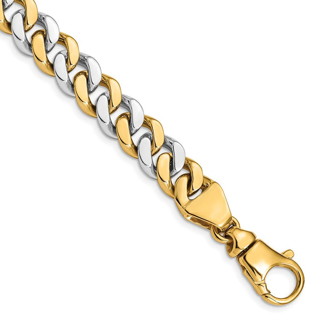 14K Two-tone Hand Polished Fancy Link with Fancy Lobster Clasp Chain, 20 x 10mm