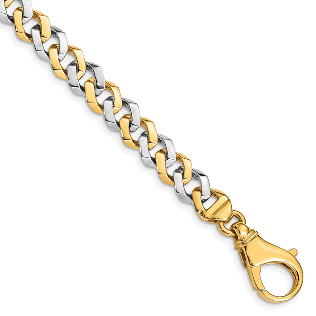 14K Two-tone Hand Polished Fancy Link with Fancy Lobster Clasp Chain, 18 x 8mm