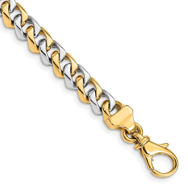 14K Two-tone Hand Polished Fancy Link with Fancy Lobster Clasp Chain, 24 x 6.85mm