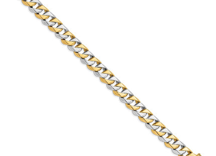 14K Two-tone 8. Hand Polished Fancy Link with Box Catch Clasp Necklace
