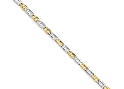 14K Two-tone 7. Hand Polished Fancy Link with Fancy Lobster Clasp Bracelet
