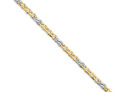 14K Two-tone Hand Polished Fancy Link with Fancy Lobster Clasp Necklace
