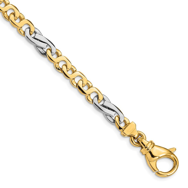 14K Two-tone Hand Polished Fancy Link with Fancy Lobster Clasp Chain, 18 x 5.8mm (3-18)