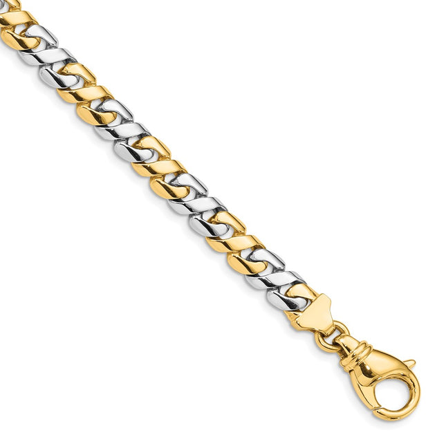 14K Two-tone Hand Polished Fancy Link with Fancy Lobster Clasp Chain, 20 x 7.1mm