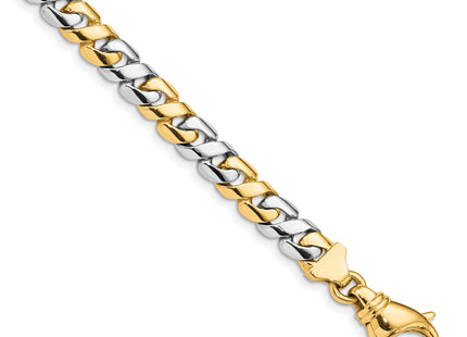 14K Two-tone Hand Polished Fancy Link with Fancy Lobster Clasp Chain (per inch), 1 x 7.1mm