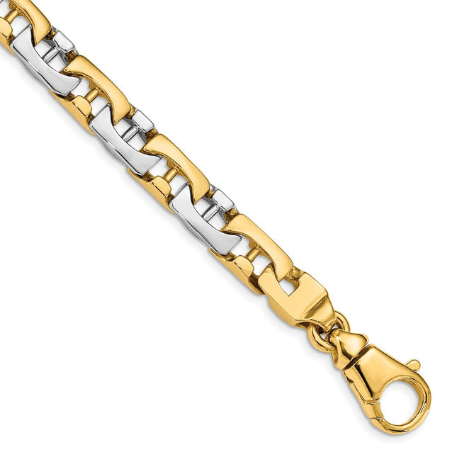 14K Two-tone Hand Polished Fancy Link with Fancy Lobster Clasp Chain (per inch), 1 x 8.5mm (K530)