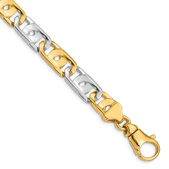 14K Two-tone Hand Polished Fancy Link with Fancy Lobster Clasp Chain, 20 x 10mm (3-20)