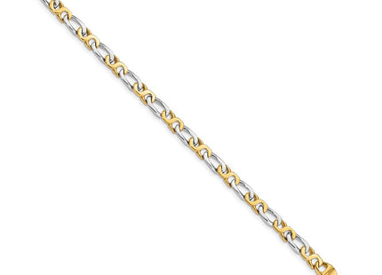 14K Two-tone Hand Polished Fancy Link with Fancy Lobster Clasp Necklace