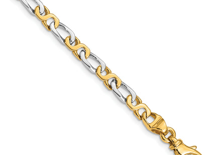 14K Two-tone Hand Polished Fancy Link with Fancy Lobster Clasp Chain (per inch), 1 x 4.8mm