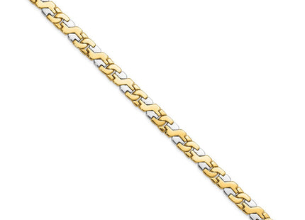 14K Two-tone Hand Polished Fancy Link with Fancy Lobster Clasp Necklace