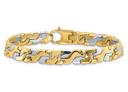 14K Two-tone Hand Polished Fancy Link with Fancy Lobster Clasp Necklace