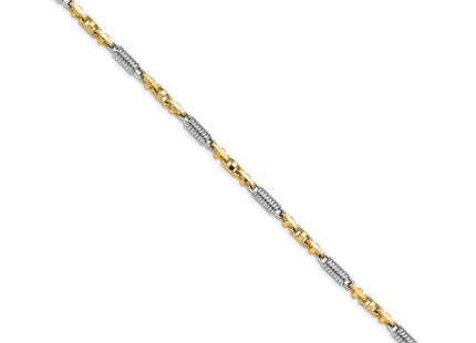 14k Two-tone 8. Hand Polished Fancy Link with Lobster Clasp Necklace