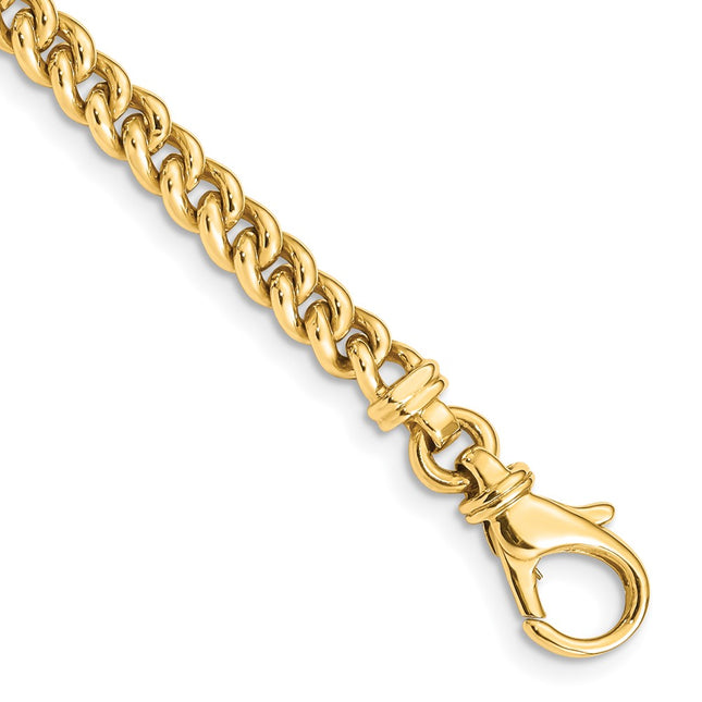 14K Hand Polished Fancy Link with Fancy Lobster Clasp Chain (per inch), 1 x 4.5mm