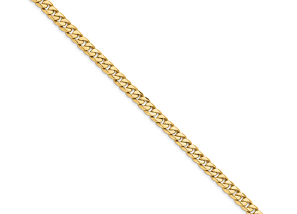 14K Hand Polished Miami Cuban Link with Box Catch Clasp Chain, 1 x 7mm