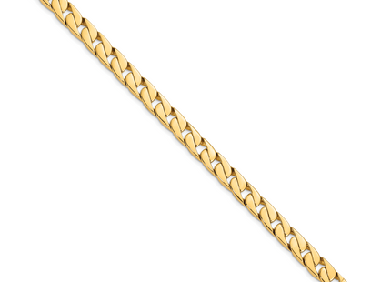 14K Hand Polished Long Link Half Round Curb with Lobster Clasp Bracelet