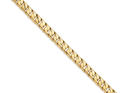 14K Hand Polished Long Link Half Round Curb Bracelet with Fancy Lobster Clasp (Style LK590-8.25)
