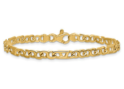 14K Hand Polished Fancy Link with Fancy Lobster Clasp Chain (per inch), 1 x 4.3mm