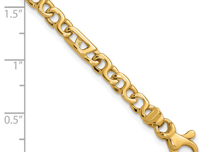 14K Hand Polished Fancy Link with Fancy Lobster Clasp Bracelet