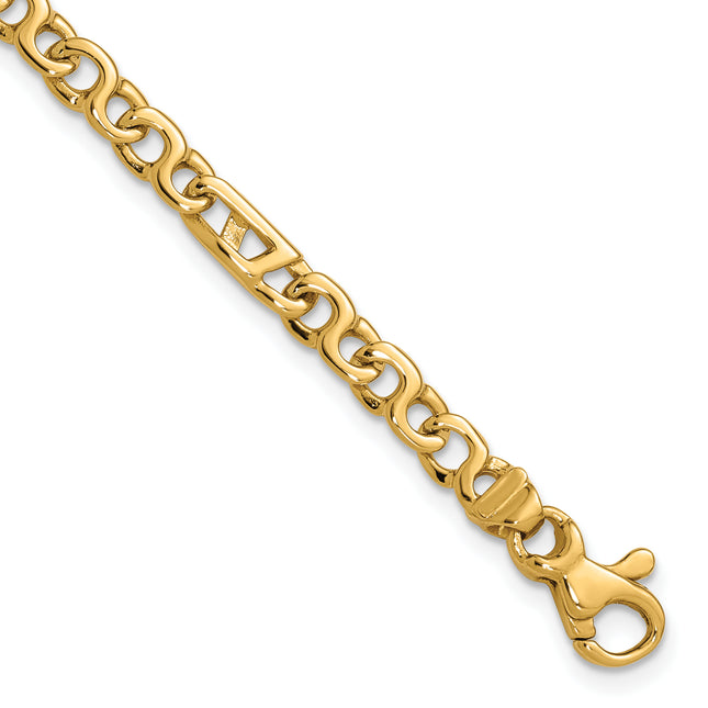 14K Hand Polished Fancy Link with Fancy Lobster Clasp Chain (per inch), 1 x 4.3mm