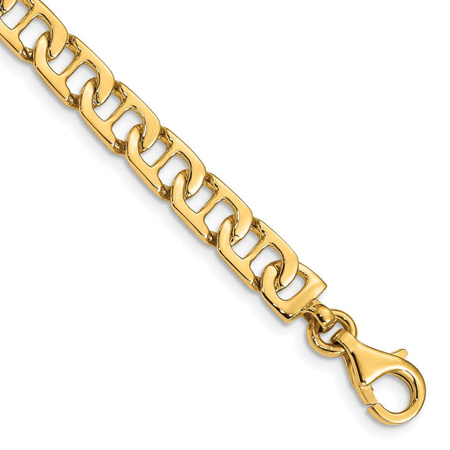 14K Hand Polished Fancy Anchor Link with Fancy Lobster Clasp Chain, 18 x 6.5mm
