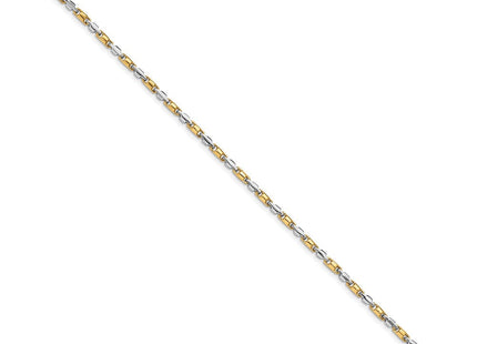 14K Two-tone Hand Polished Fancy Link with Lobster Clasp Bracelet